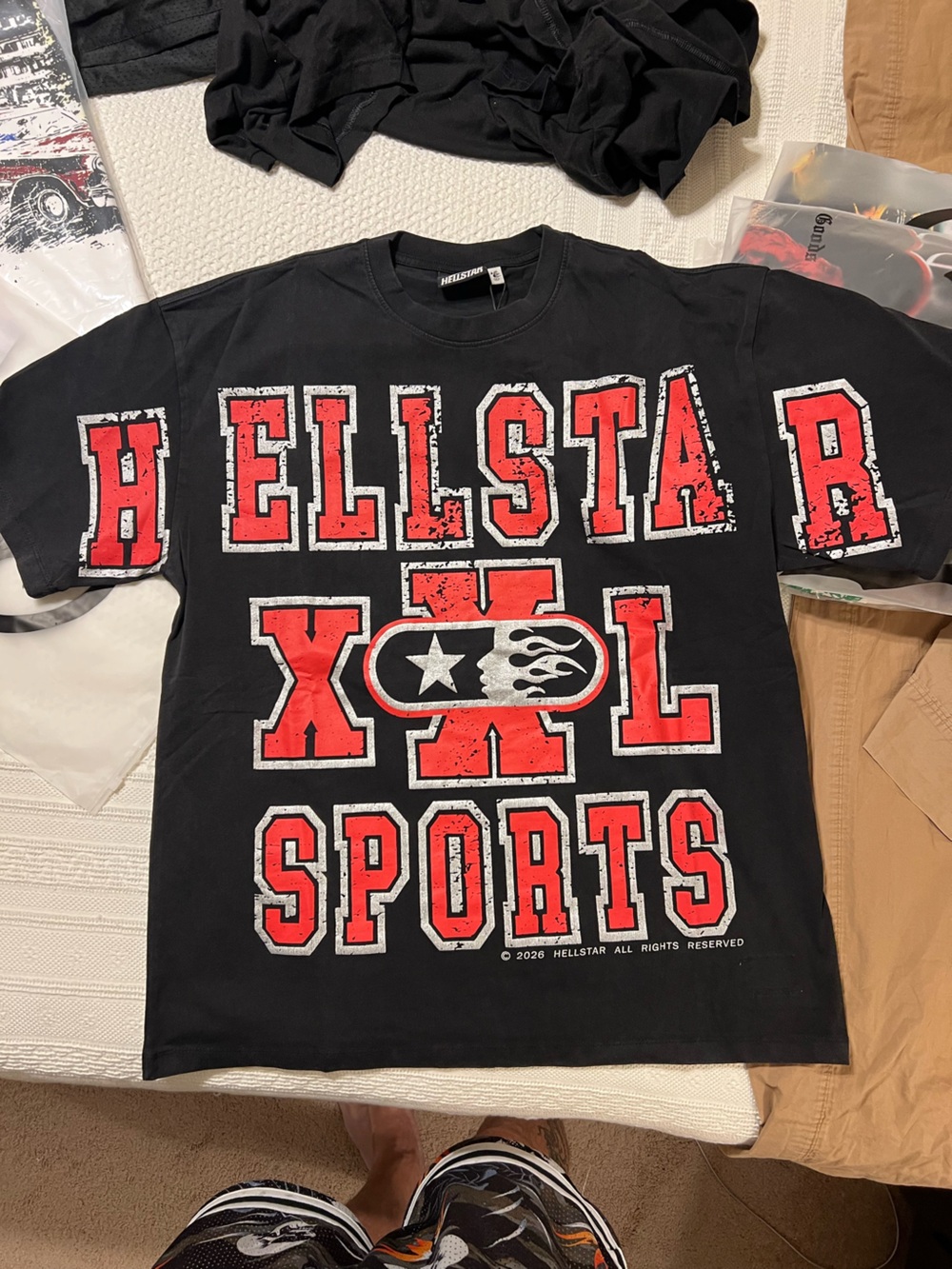 Hellstar Black Graphic Short Sleeve Tee with Red Accents